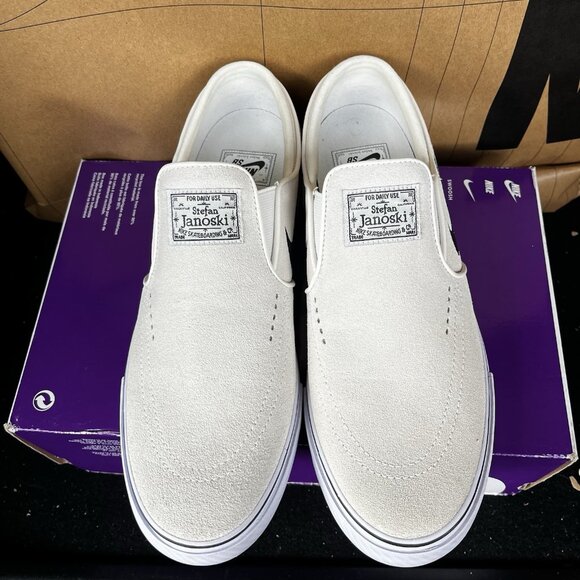 NEW Nike SB Zoom Janoski+ Slip \'Summit White Black\' FN5893 100 Men Size 9.5